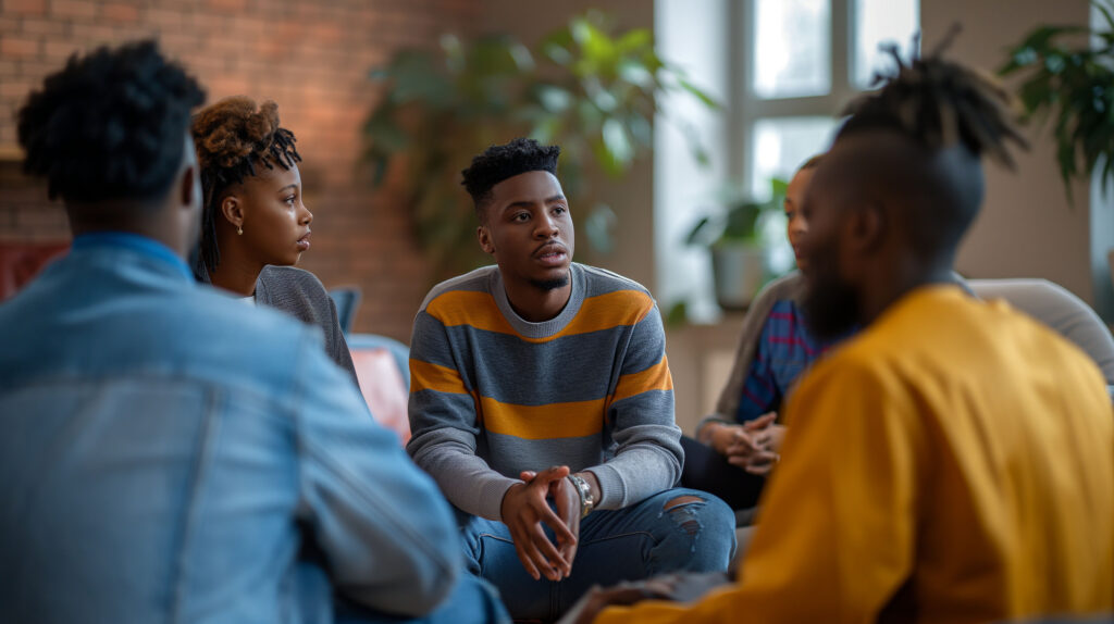 group therapy session discussing the importance of gender-specific treatment
