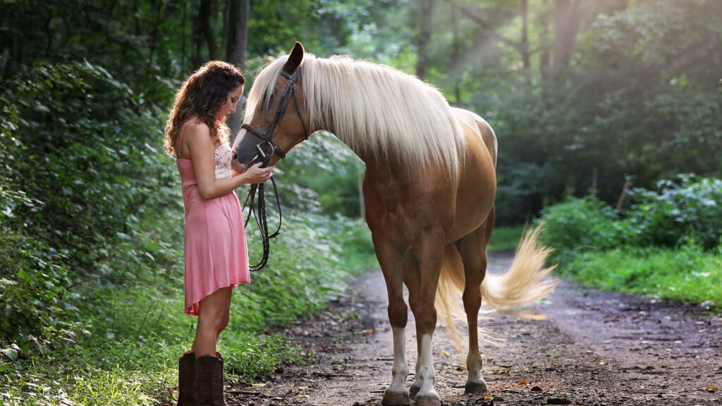 girl participating in equestrian therapy with a horse