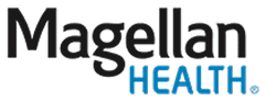 Magellan Health logo with Magellan in bold black letters and HEALTH in light blue capital letters underneath and to the right, representing a leader among mental health dual diagnosis treatment centers.