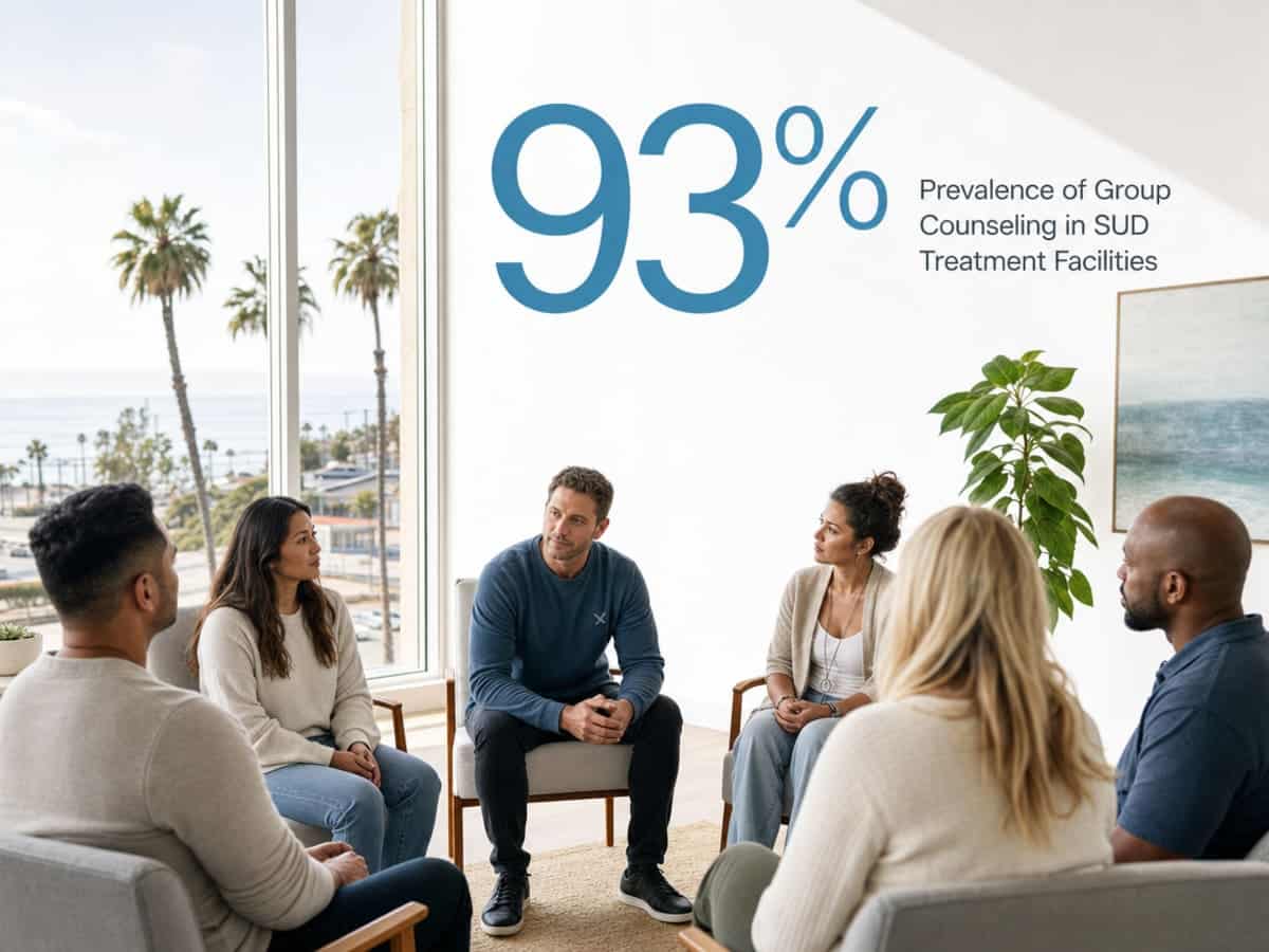 Infographic showing Prevalence of Group Counseling in SUD Treatment Facilities