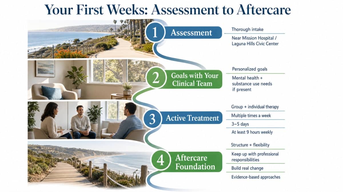 Illustrate the patient journey from intake through aftercare described in this section