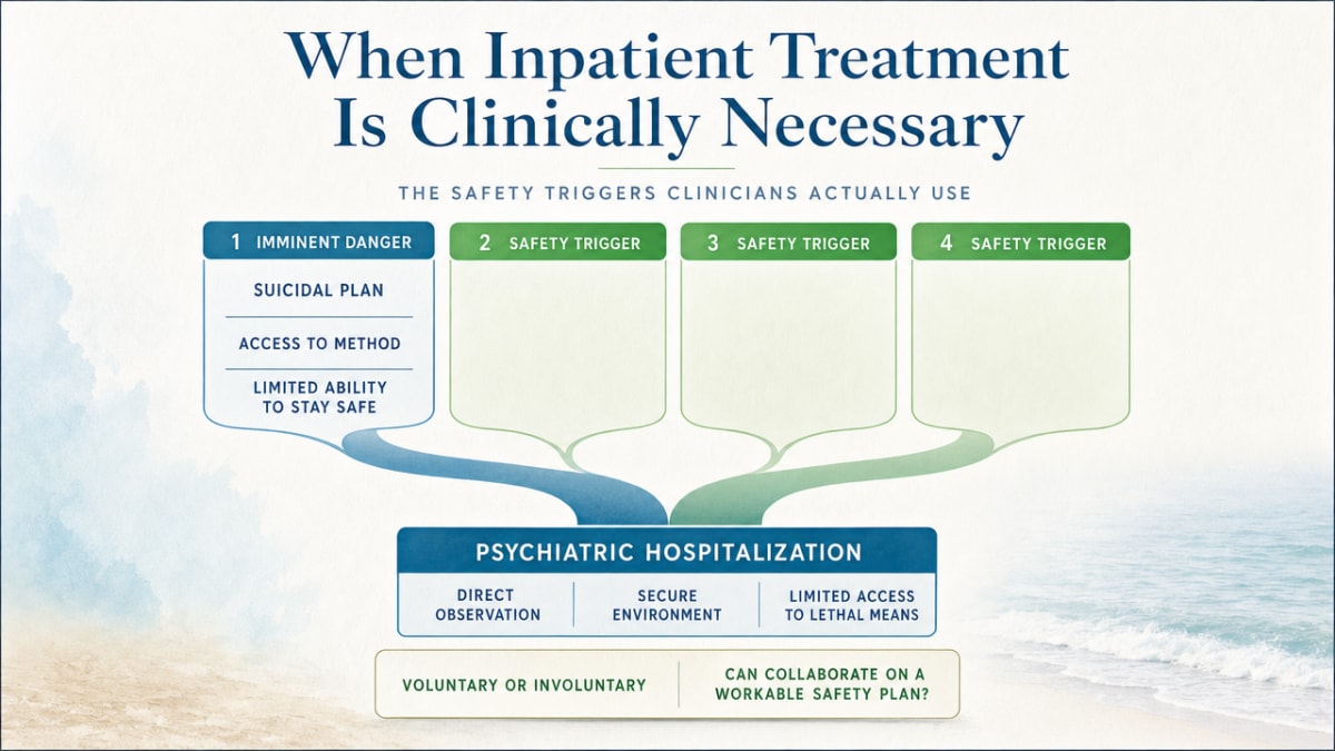 Visualize the four specific safety triggers clinicians use to determine inpatient admission, as explicitly listed in this section